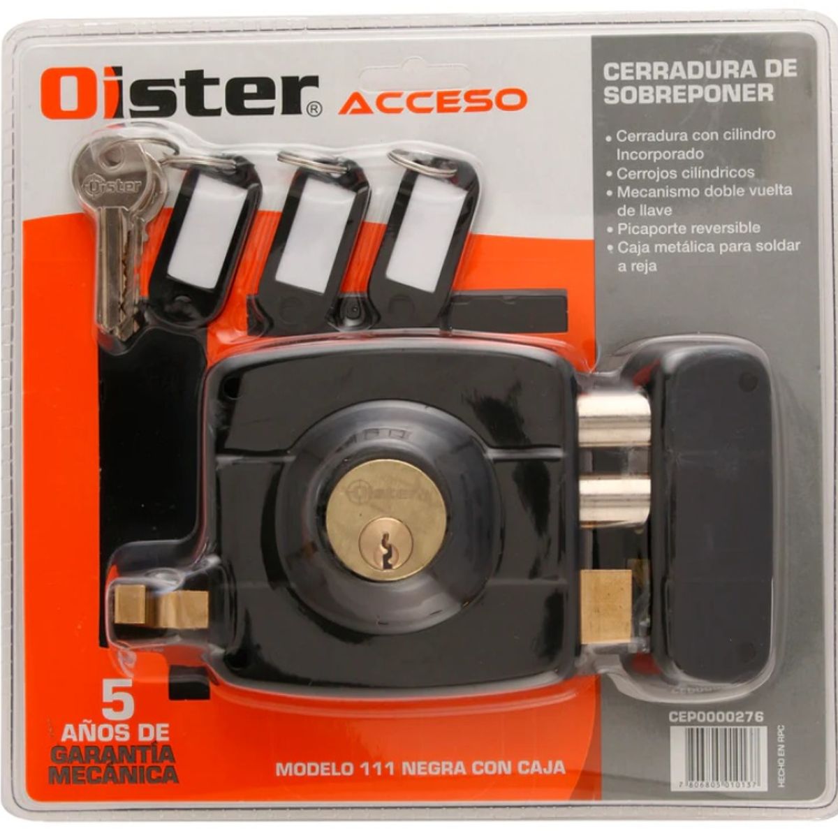 Chapa Para Puerta Cerradura Acceso Principal Y Reja Oister Con caja Negro, marca OISTER - Foto Principal