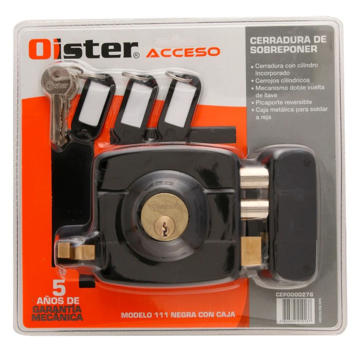 Chapa Para Puerta Cerradura Acceso Principal Y Reja Oister Con caja Negro, marca OISTER - Foto Principal