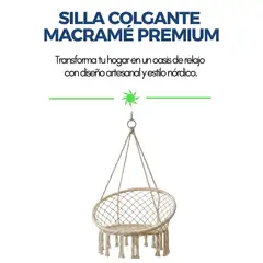 GENERICO - Silla Colgante de Macramé Crea tu Propio Refugio de Paz en Casa