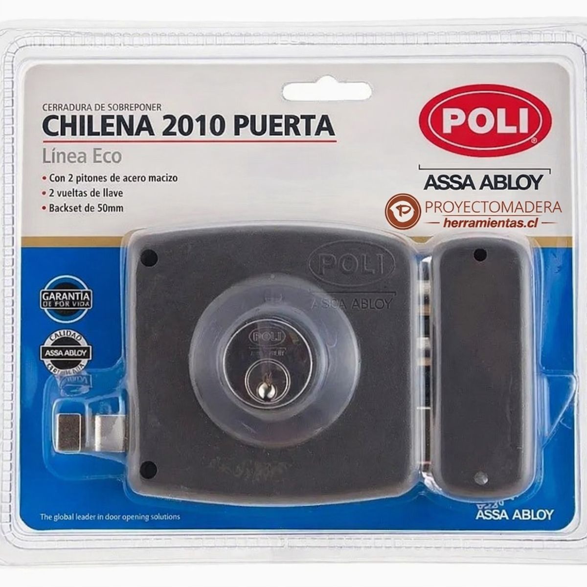 POLI - Chapa Cerradura Chilena 2010 Para Puertas, Reja y Acceso principal 2 Pitones