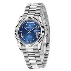 PAGANI - Reloj Design President + Cristral Zafiro Automatico 36mm Plateado Blue