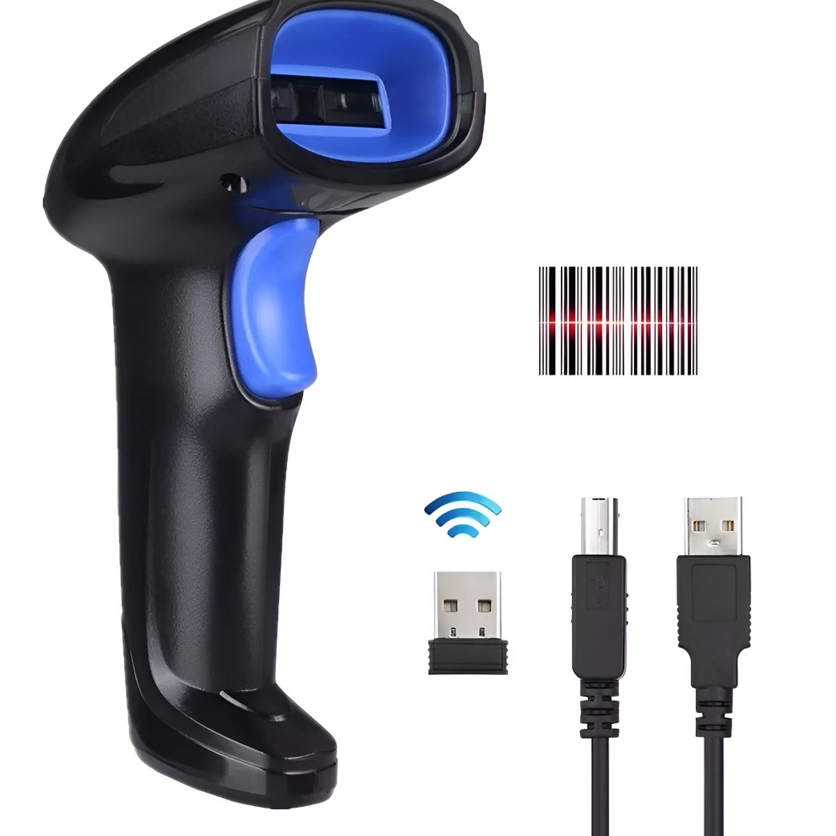 GENERICO - Lector Código De Barra Laser Pistola Inalámbrica Usb 2.4g Color Negro - 221049