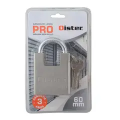 OISTER - Candado Máxima Seguridad PRO Niquel 60MM Bodega, Portón, Reja