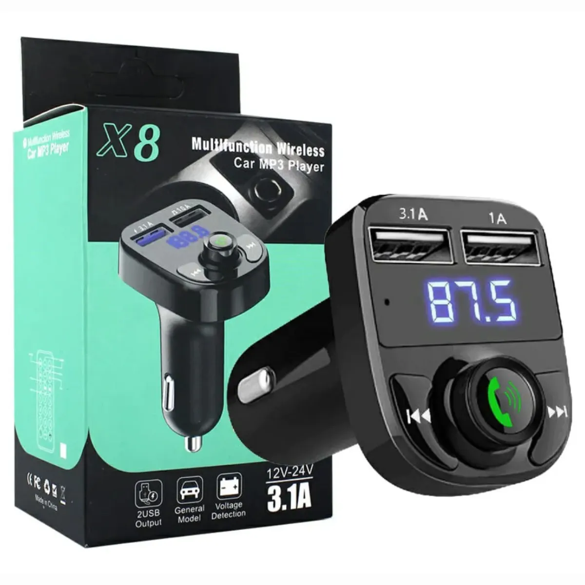 GENERICO - Transmisor Fm Bluetooth X8 Carro Mp3