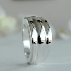 GENERICO - Anillo de Plata 950 Mujer - Triple Bombé