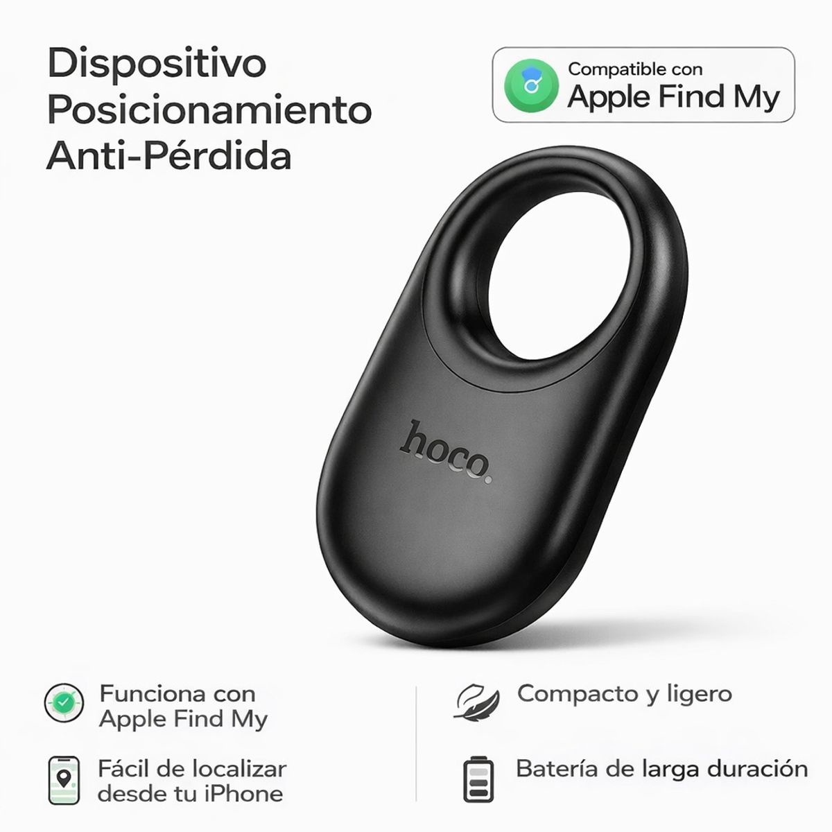 HOCO - Localizador GPS Compatible con Apple Find My Hoco E94 Negro