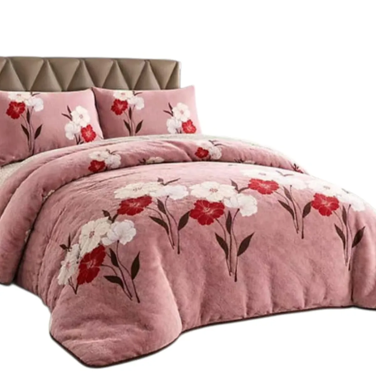 GENERICO - Cobertor Plush con Chiporro; 2 plazas , Rosa floreado