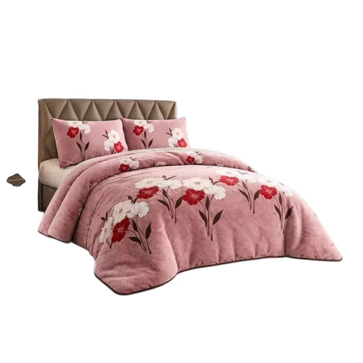 GENERICO - Cobertor Plush con Chiporro; 2 plazas , Rosa floreado