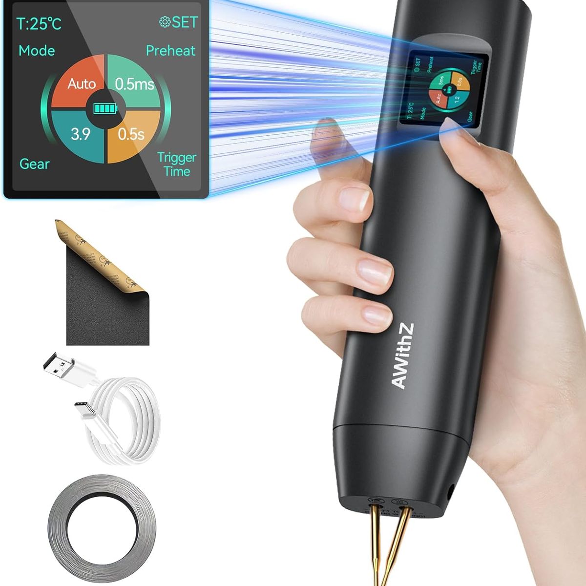 ADN - Soldadora Por Puntos Awithz H2 Con Pantalla Lcd Ajustable