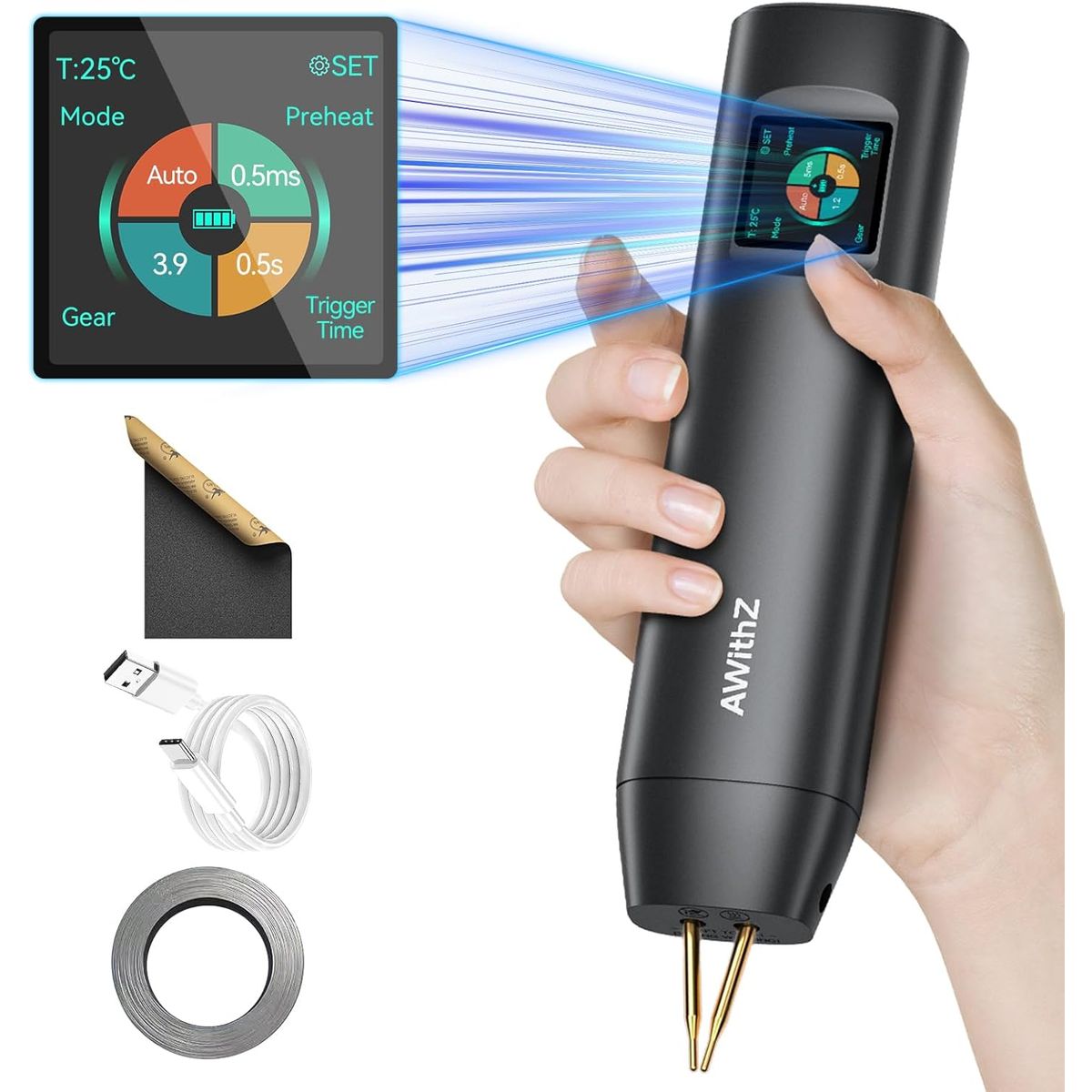 ADN - Soldadora Por Puntos Awithz H2 Con Pantalla Lcd Ajustable