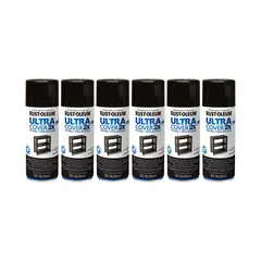 RUST-OLEUM - 6 Pack Pintura Ultra Cover 2X Multiuso Negro Semi Brillante 700054