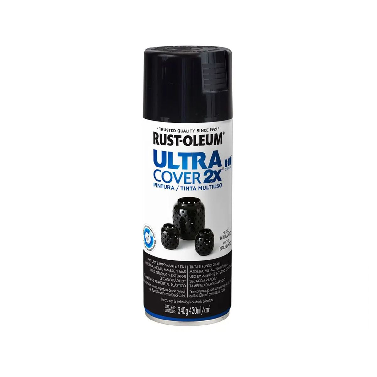 RUST-OLEUM - 6 Pack Pintura Ultra Cover 2X Multiuso Negro Brillante 700057
