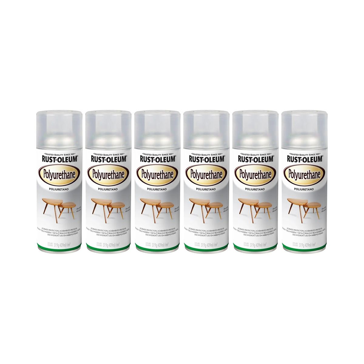 RUST-OLEUM - 6 Pack Pintura Poliuretano Transparente Brillante 700169