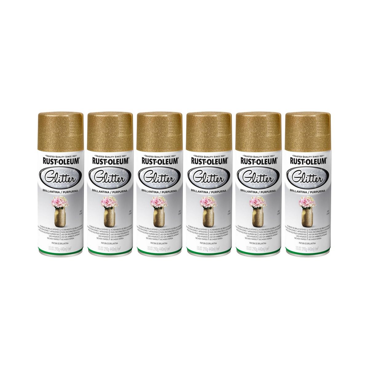 RUST-OLEUM - 6 Pack Pintura Specialty Glitter Brillantina Oro Brillante 700160