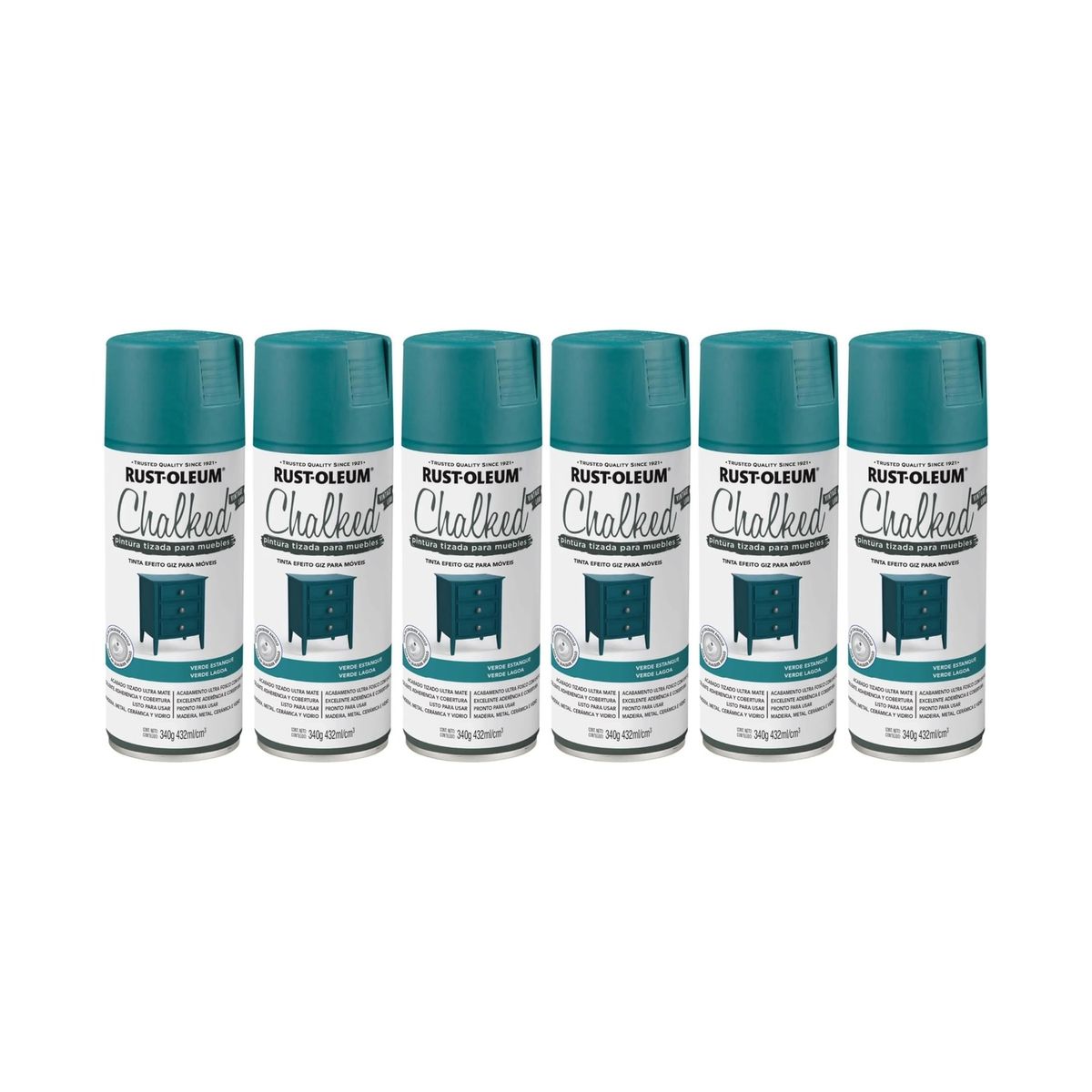 RUST-OLEUM - 6 Pack Pintura Chalked Tizada Verde Estanque Ultra Mate 700115
