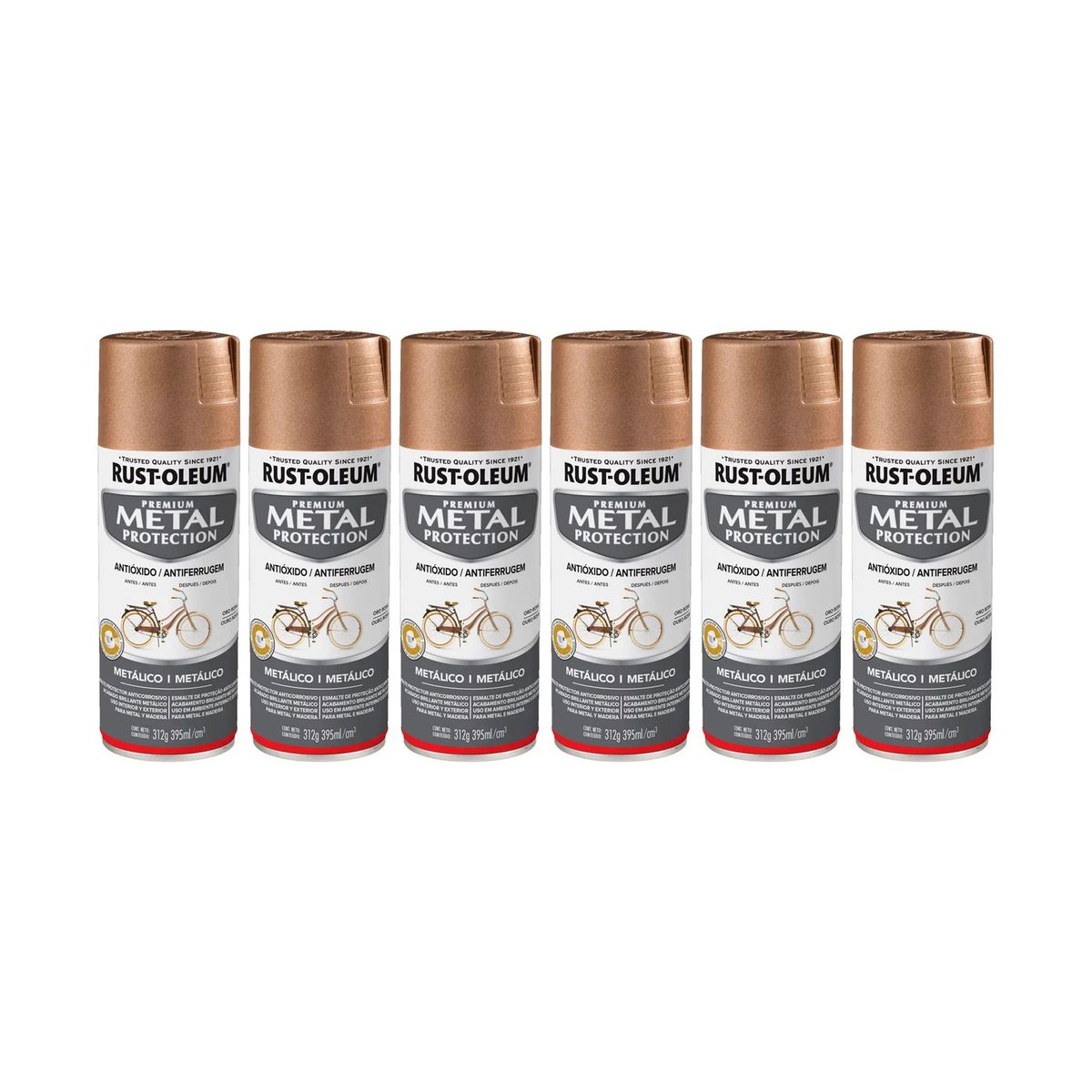 RUST-OLEUM - 6 Pack Pintura Metal Protection Anticorrosivo Metálico Oro Rosa 700223
