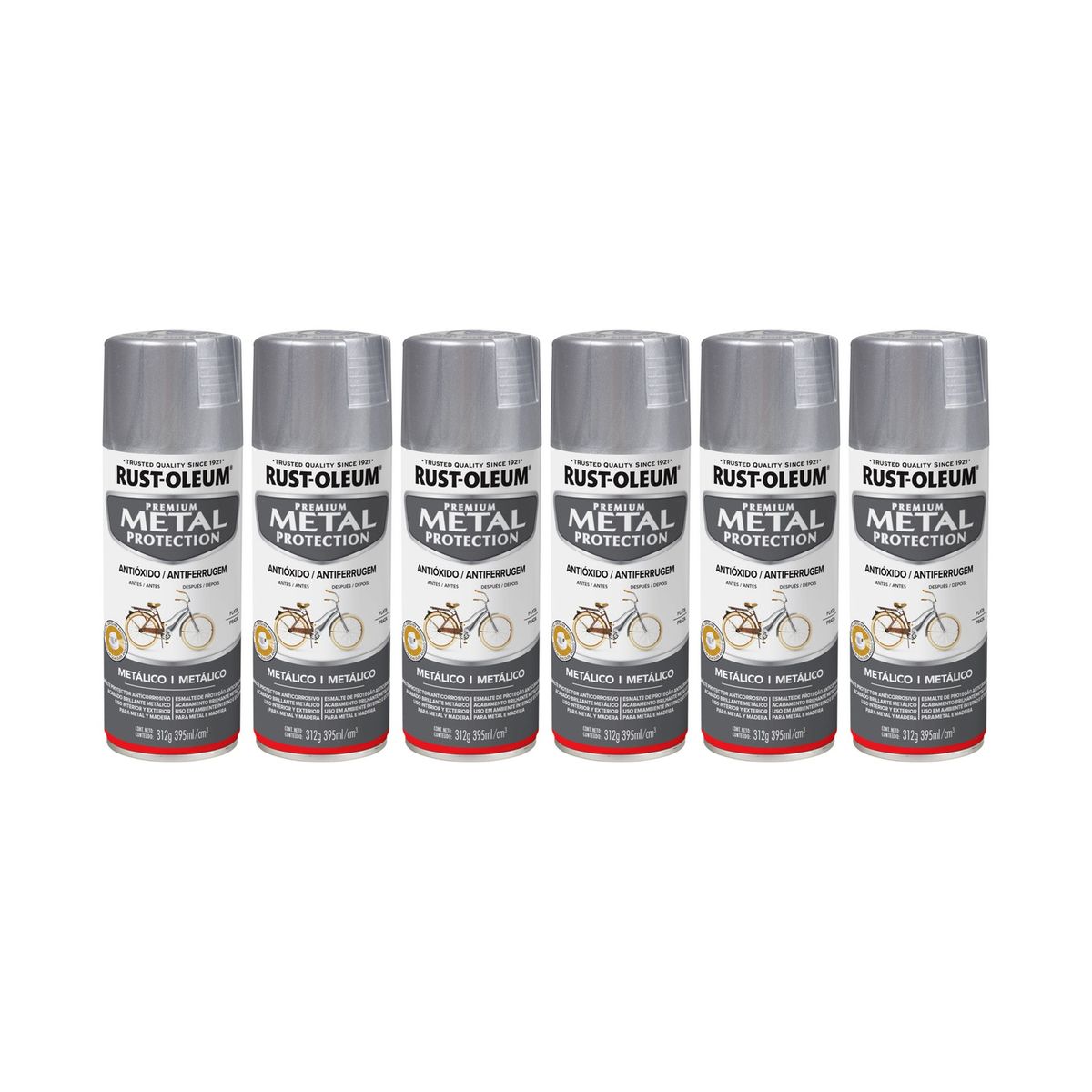 RUST-OLEUM - 6 Pack Pintura Metal Protection Acabado Metálico Plata Aluminio 700224