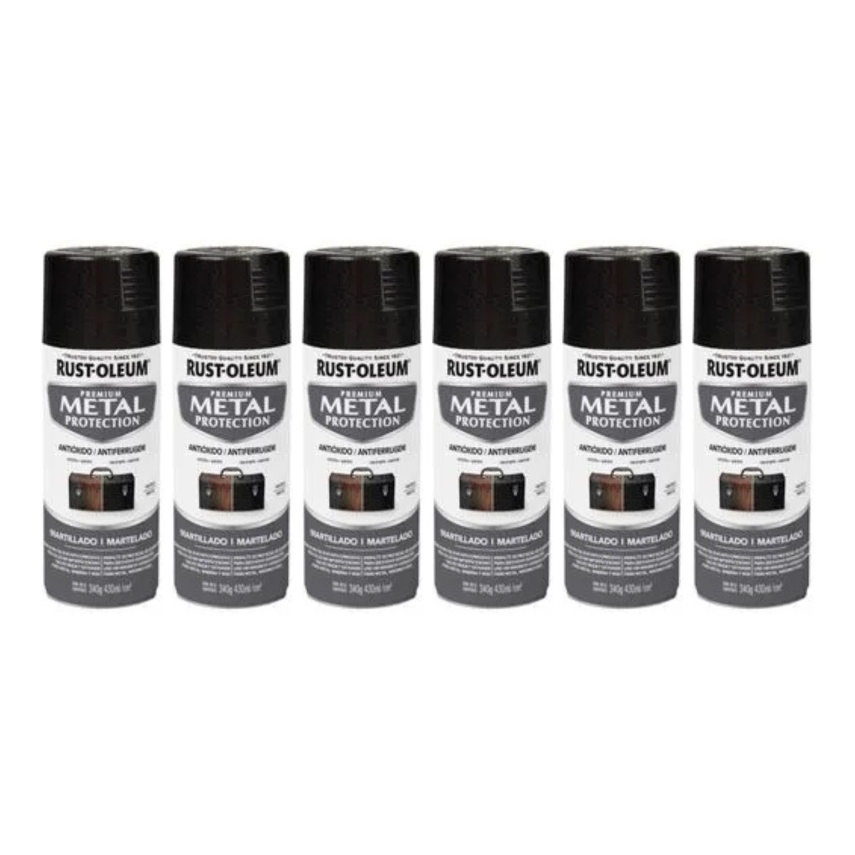 RUST-OLEUM - 6 Pack Esmalte Metal Protection Negro Martillado 700211