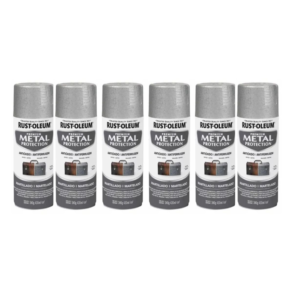 RUST-OLEUM - 6 Pack Esmalte Metal Protection Plata Martillado 700212