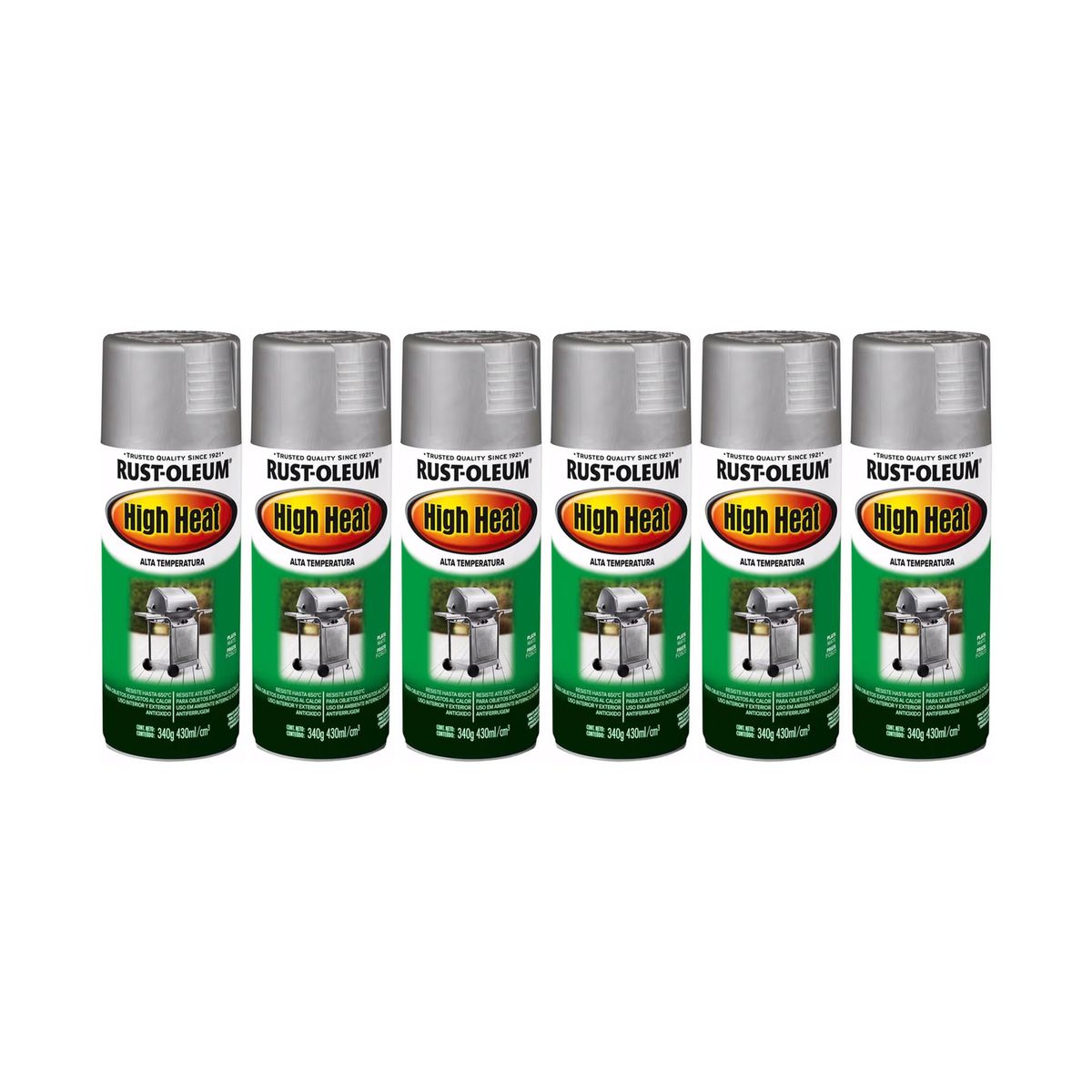 RUST-OLEUM - 6 Pack Pintura Automotive Alta Temperatura Aluminio Brillante 700232
