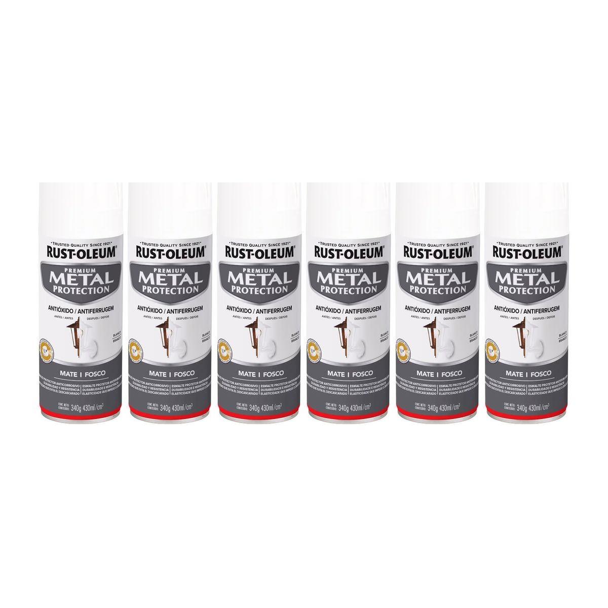 RUST-OLEUM - 6 Pack Pintura Metal Protection Anticorrosivo Blanco Mate 700192