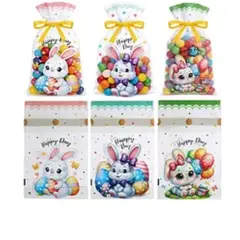 GENERICO - Bolsa de para huevos de pascua 15x23cm 6pcs diseños variados