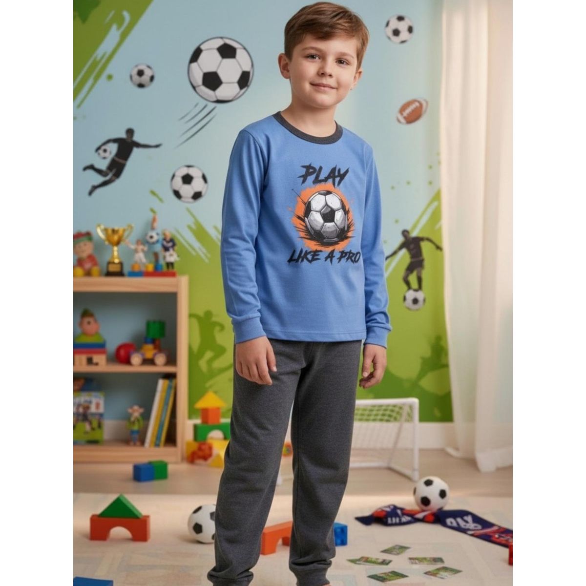 KOWHAI - Pijama Niño Algodón Estampado Football