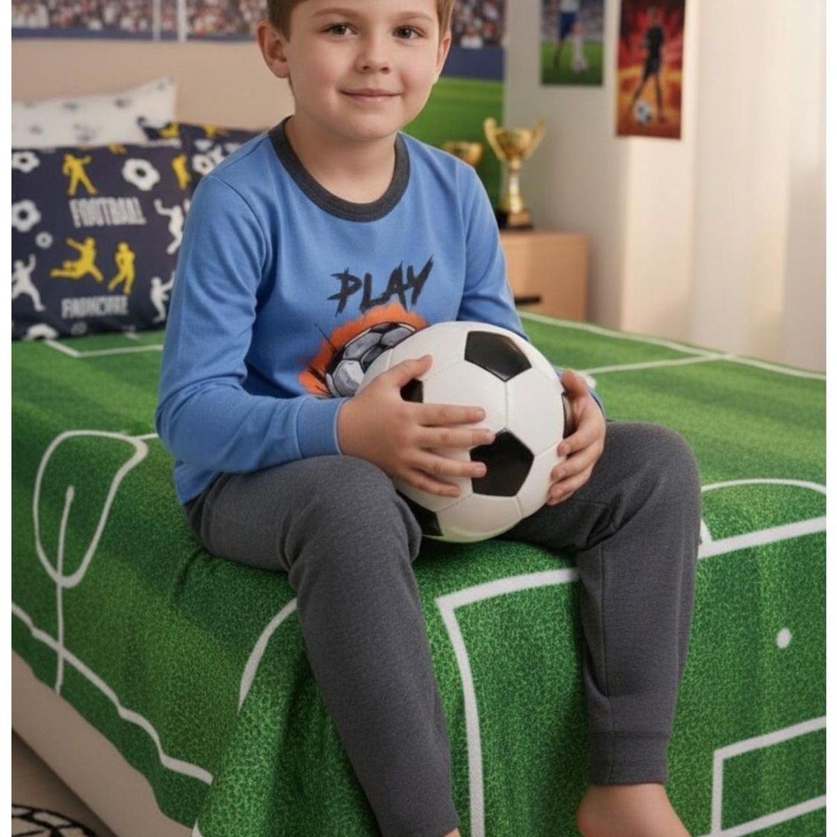 KOWHAI - Pijama Niño Algodón Estampado Football