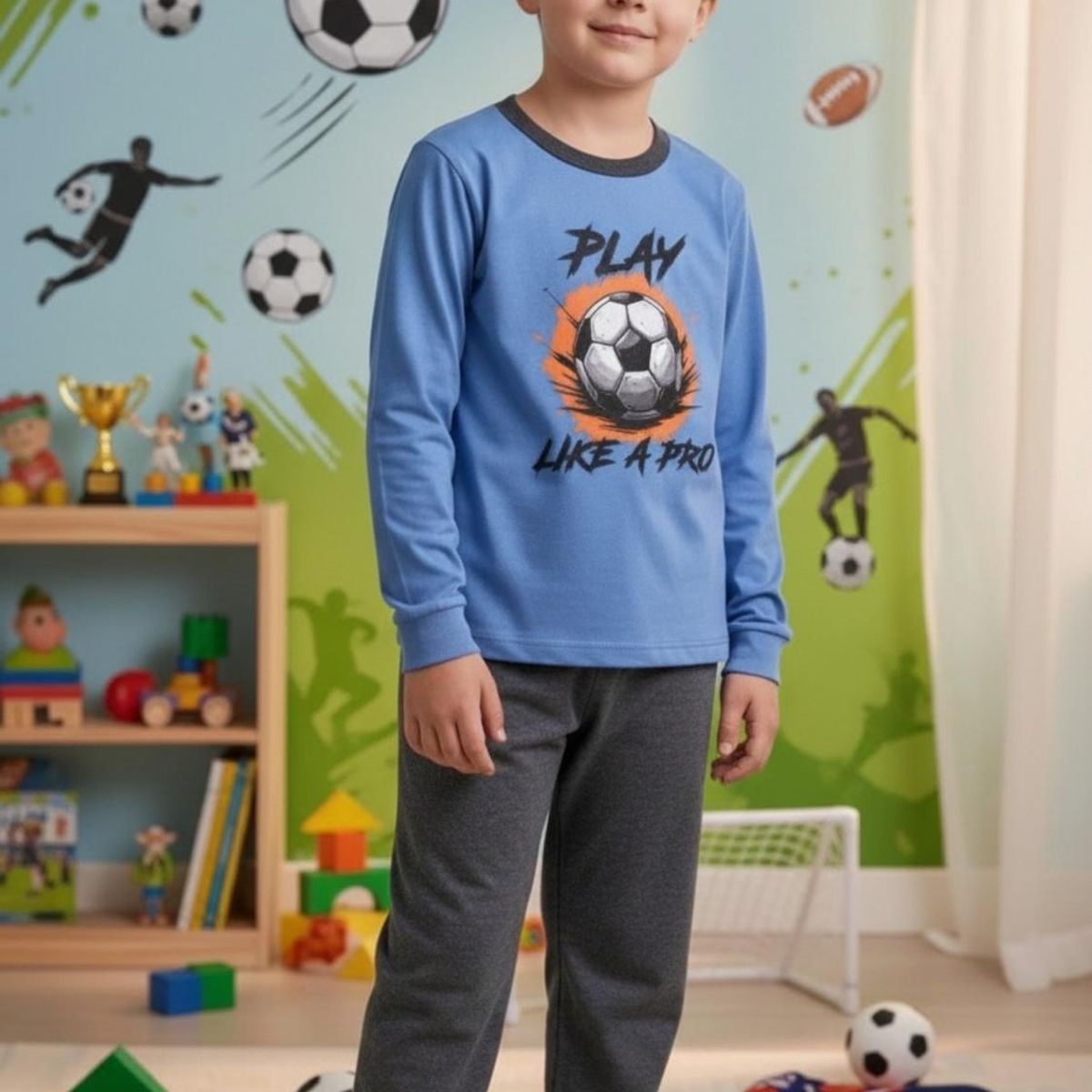 KOWHAI - Pijama Niño Algodón Estampado Football
