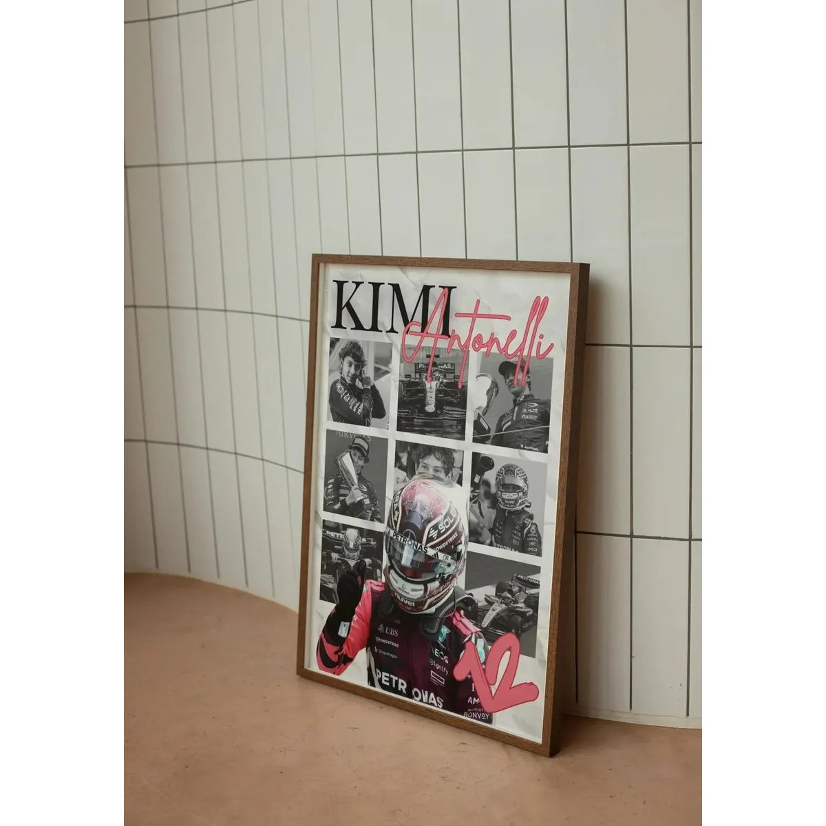 GENERICO - Cuadro Fórmula 1 Andrea Kimi Antonelli II Mercedes Benz AMG F1 Decoración Automovilismo Marco Negro