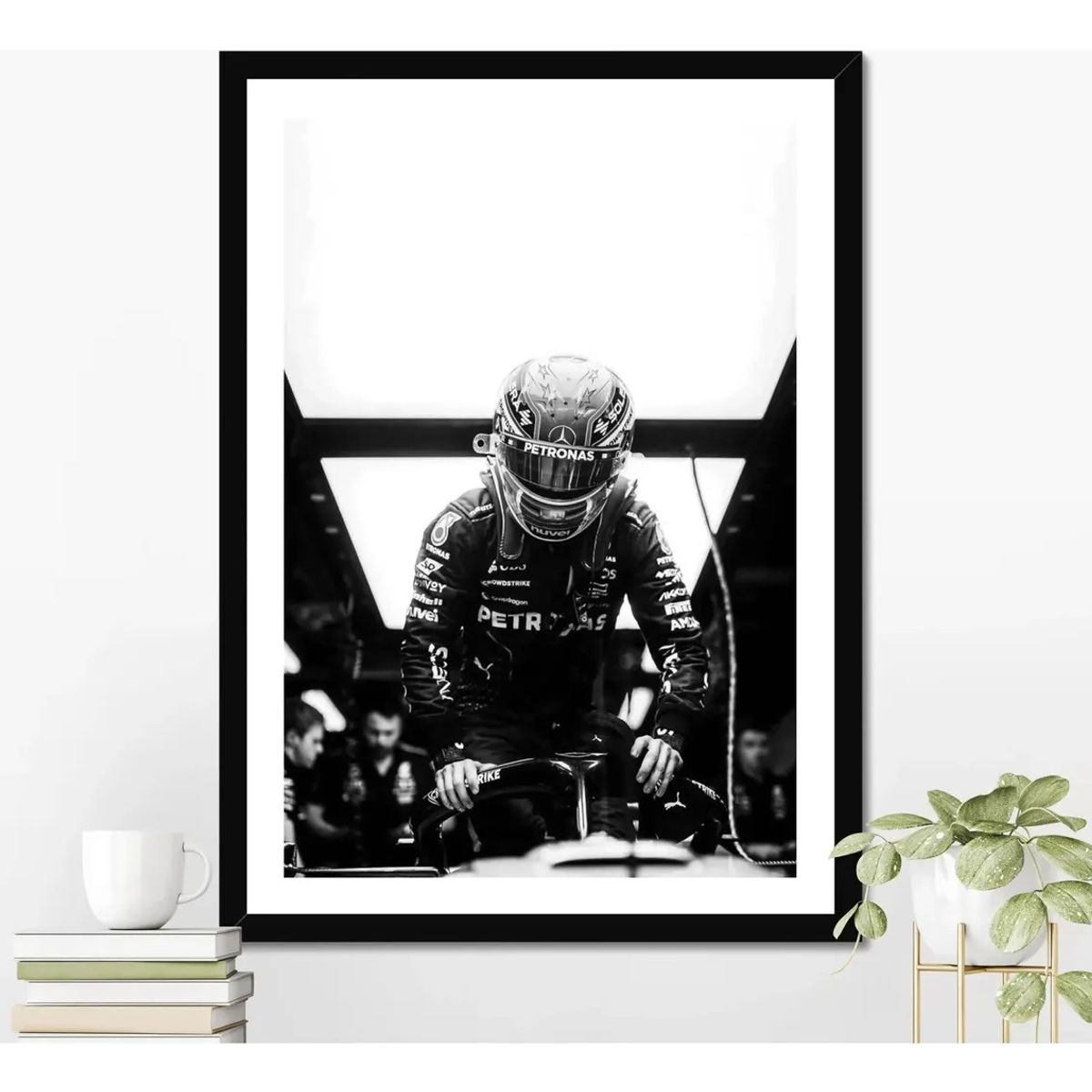 GENERICO - Cuadro Fórmula 1 Andrea Kimi Antonelli VII Mercedes Benz AMG F1 Decoración Automovilismo Marco Negro