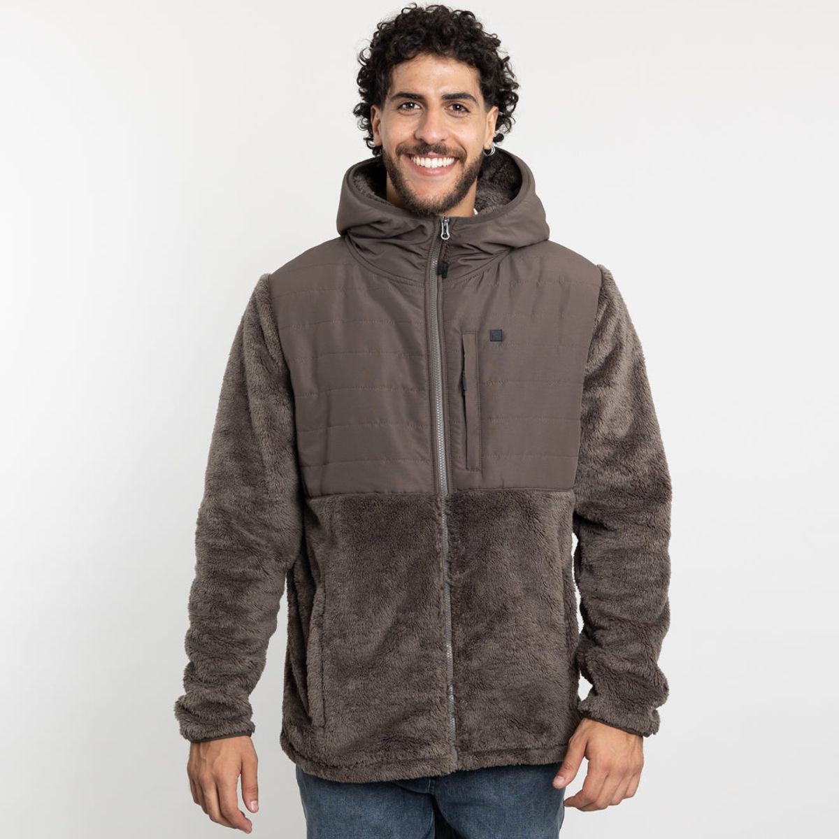 POLEMIC - Polerón Hombre Polar shaggy con gorro Polemic