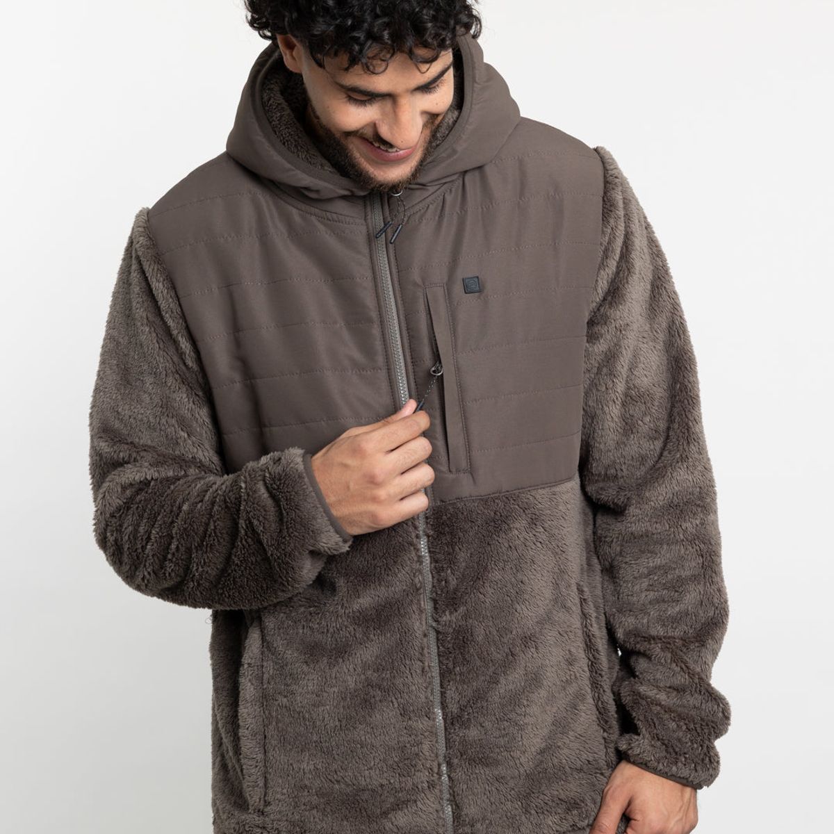 POLEMIC - Polerón Hombre Polar shaggy con gorro Polemic