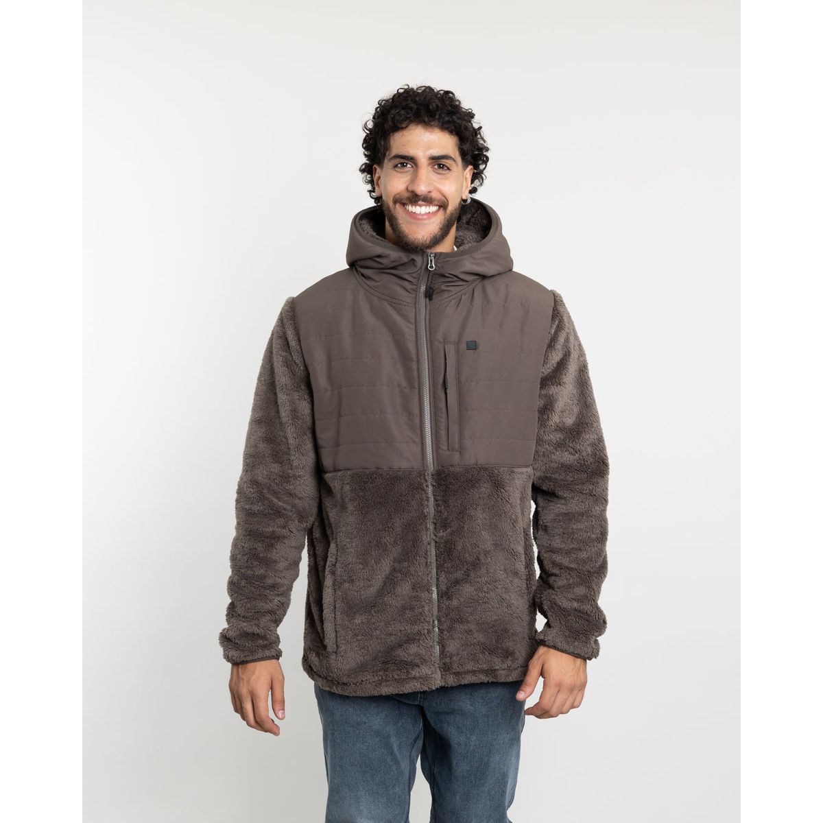 POLEMIC - Polerón Hombre Polar shaggy con gorro Polemic