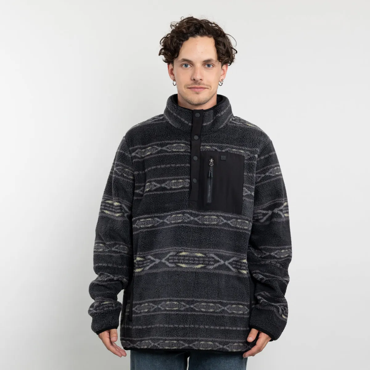 POLEMIC - Polerón Hombre Mini Sherpa estampado sin gorro Polemic