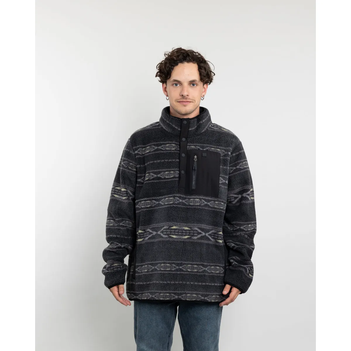POLEMIC - Polerón Hombre Mini Sherpa estampado sin gorro Polemic