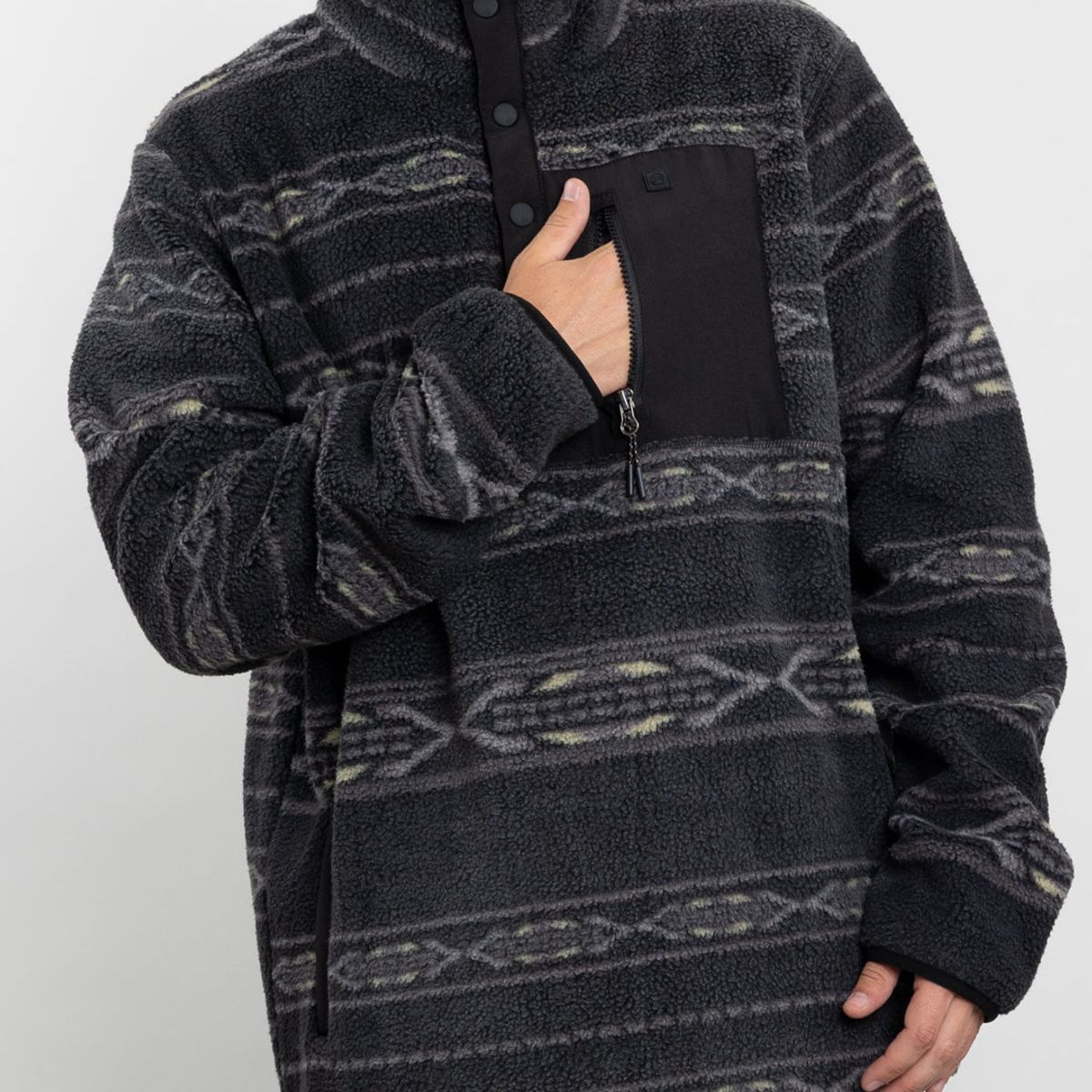 POLEMIC - Polerón Hombre Mini Sherpa estampado sin gorro Polemic