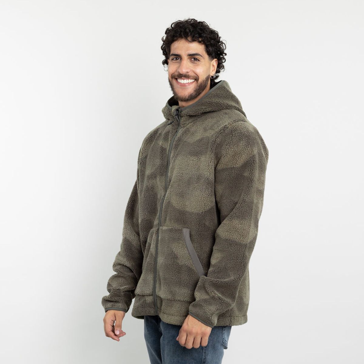 POLEMIC - Polerón Hombre Mini Sherpa Print con gorro Polemic