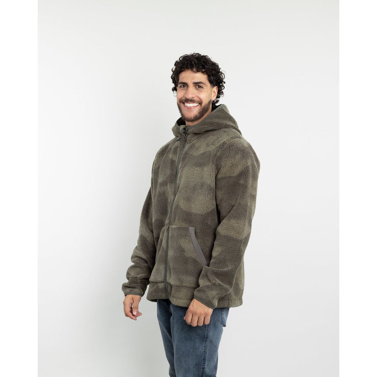 POLEMIC - Polerón Hombre Mini Sherpa Print con gorro Polemic