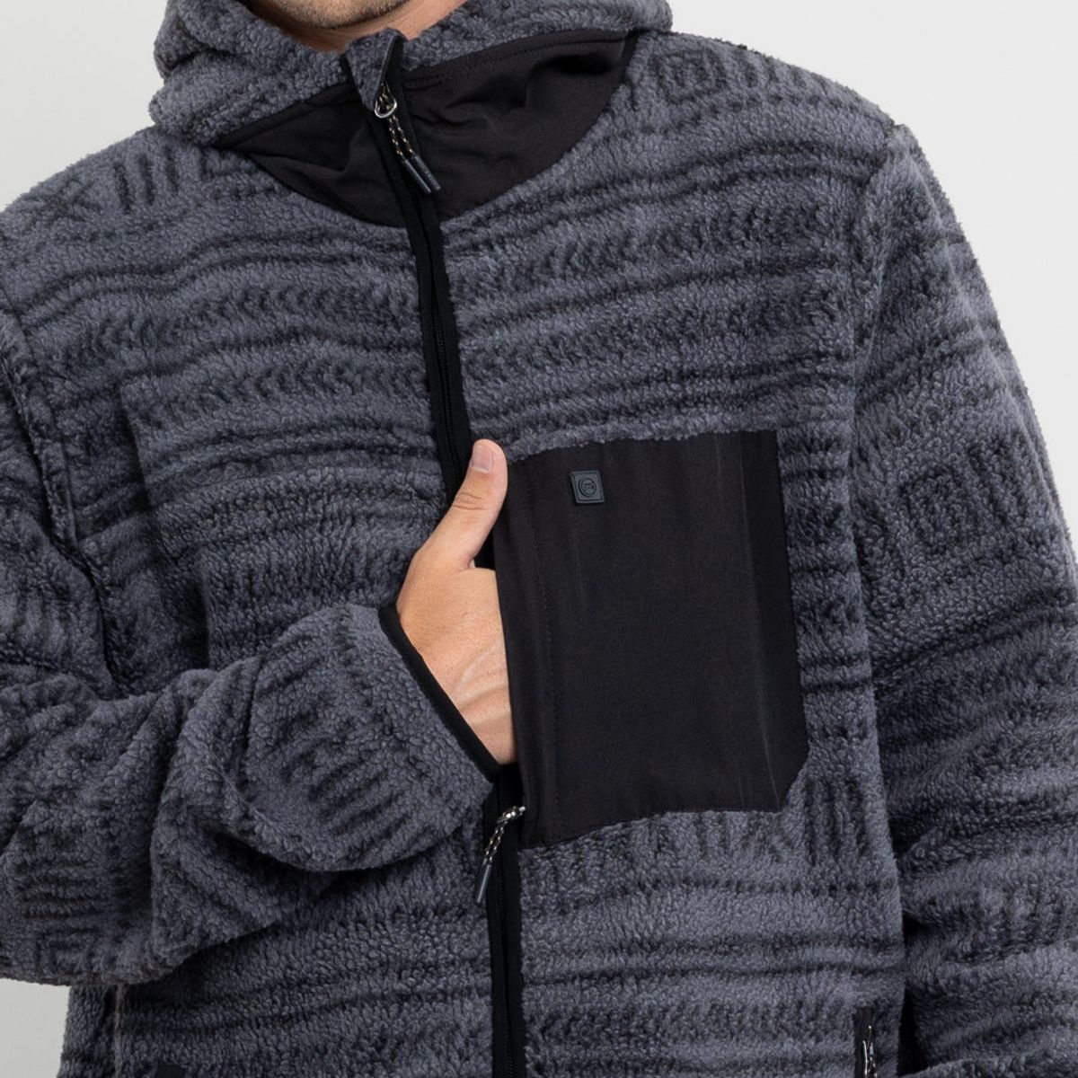 POLEMIC - Polerón Hombre Mini Sherpa Full estampado con gorro Polemic
