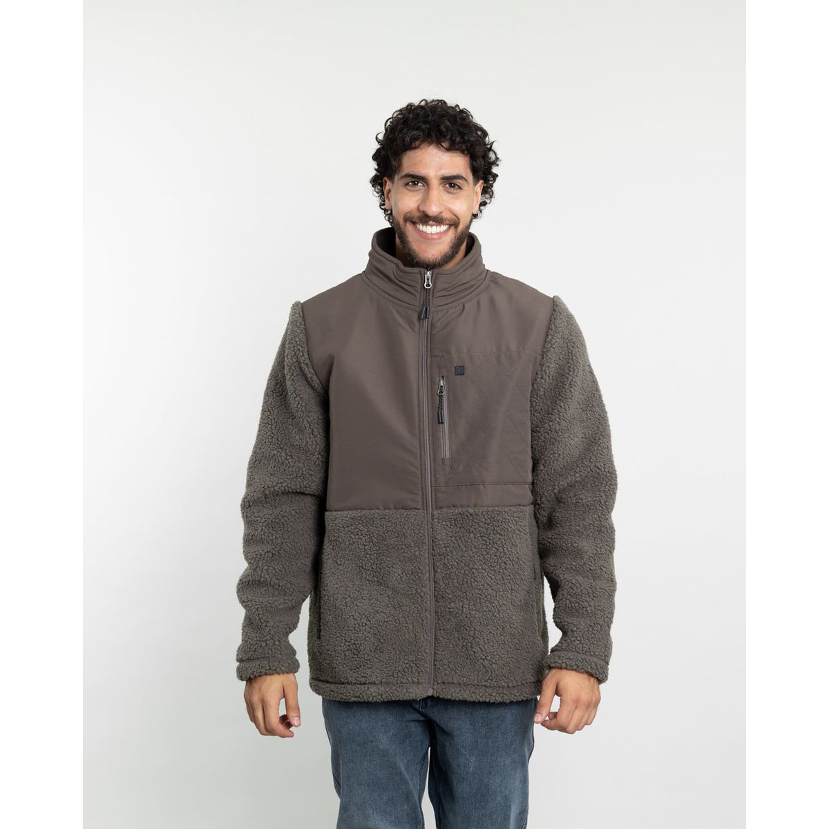 POLEMIC - Polerón Hombre Polar Sherpa forrado bonded color liso Polemic