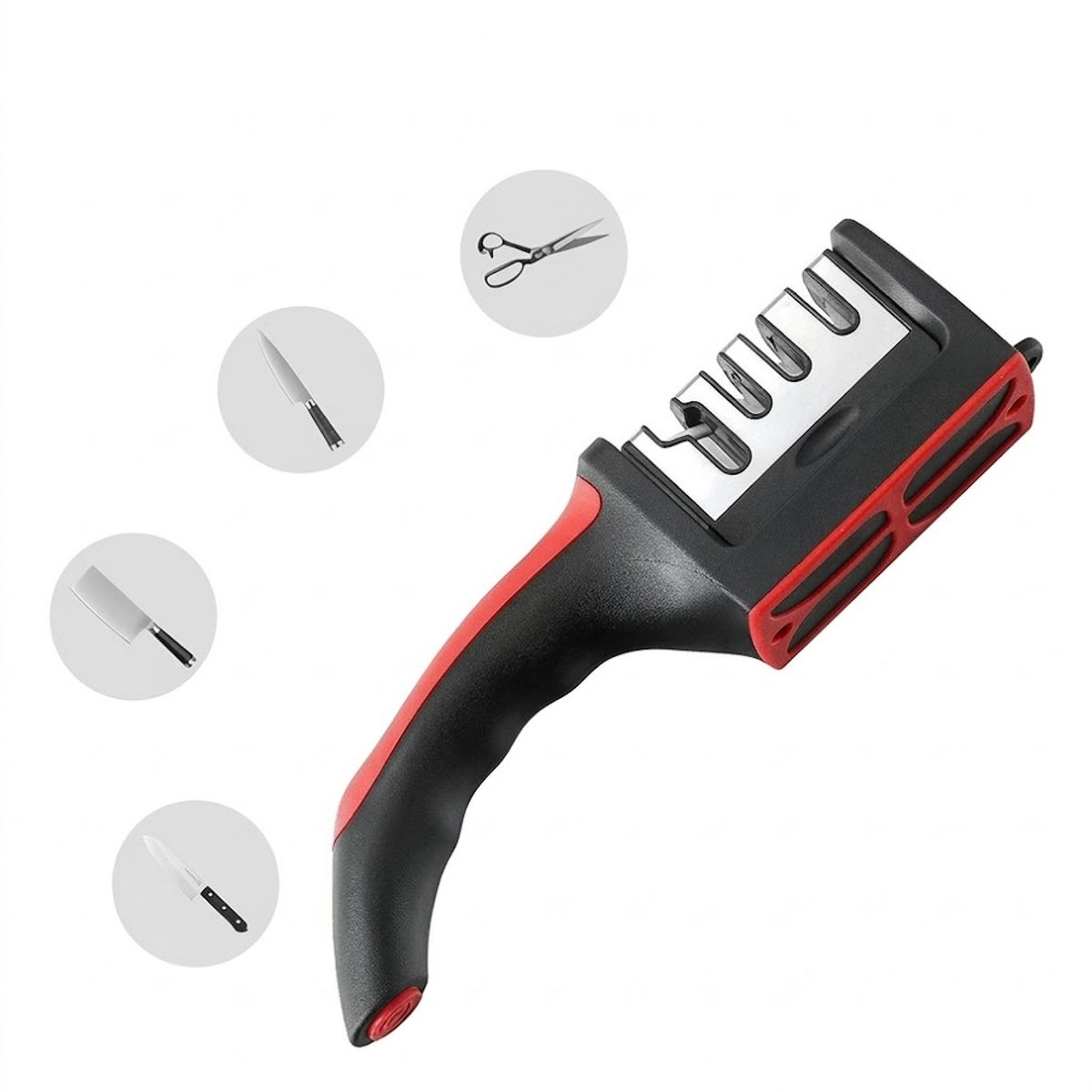 GENERICO - Afilador de cuchillos/tijeras de 3 filos de Acero Inoxidable