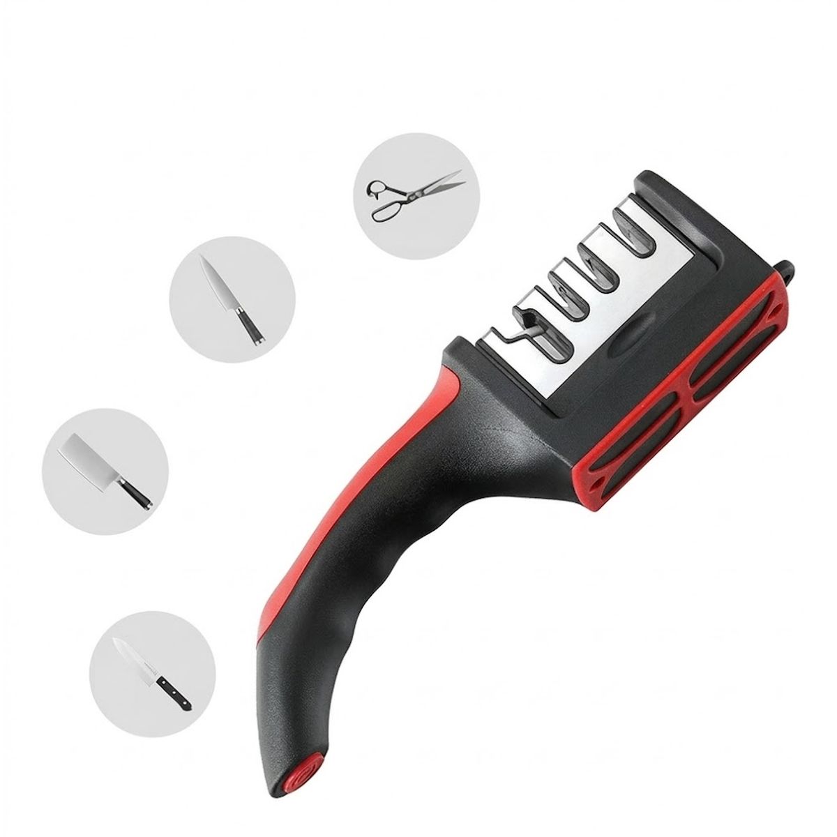 GENERICO - Afilador de cuchillos/tijeras de 3 filos de Acero Inoxidable