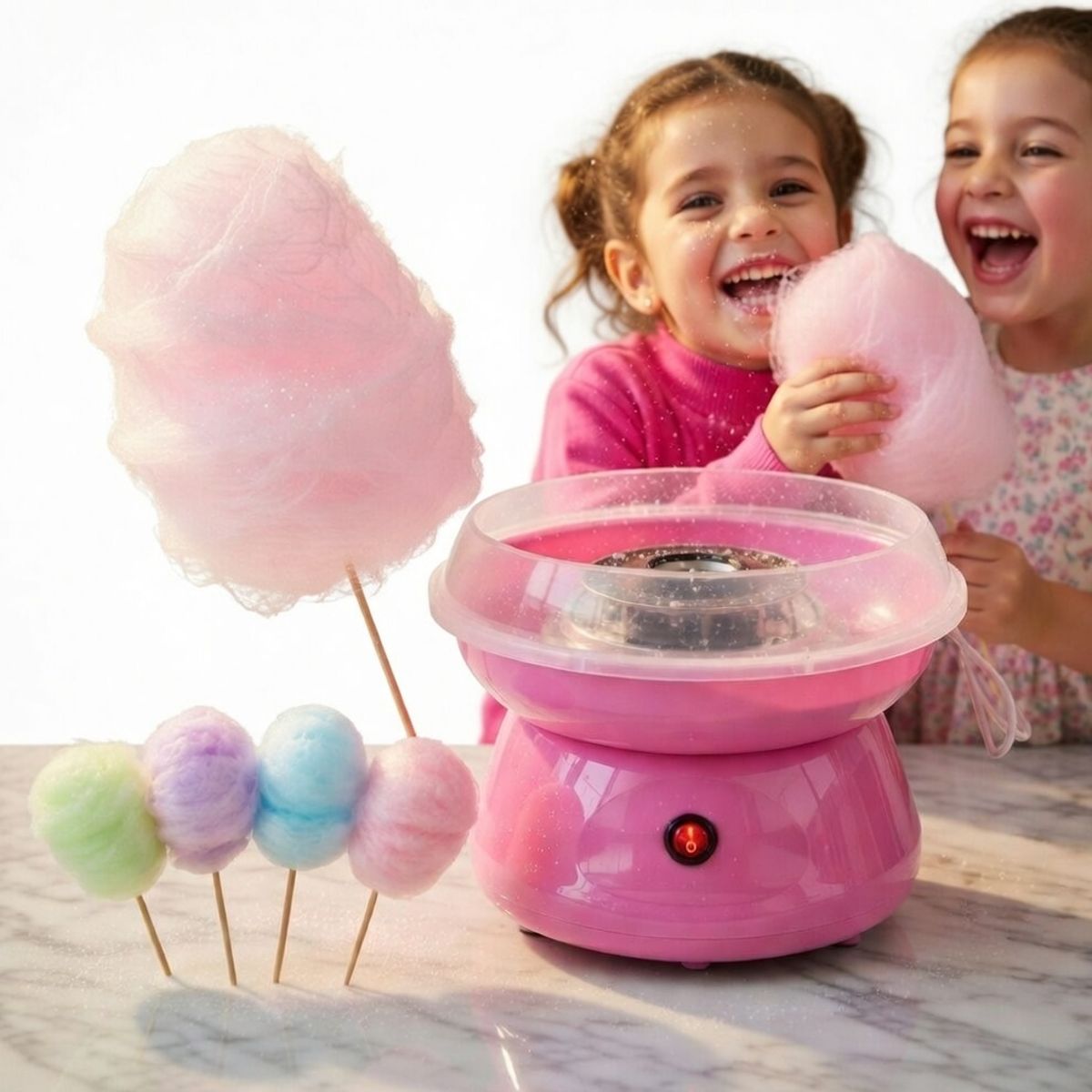 MOVI - Máquina de Algodón de Azúcar Rosa Para Eventos, Juegos y Complementar tu Cocina