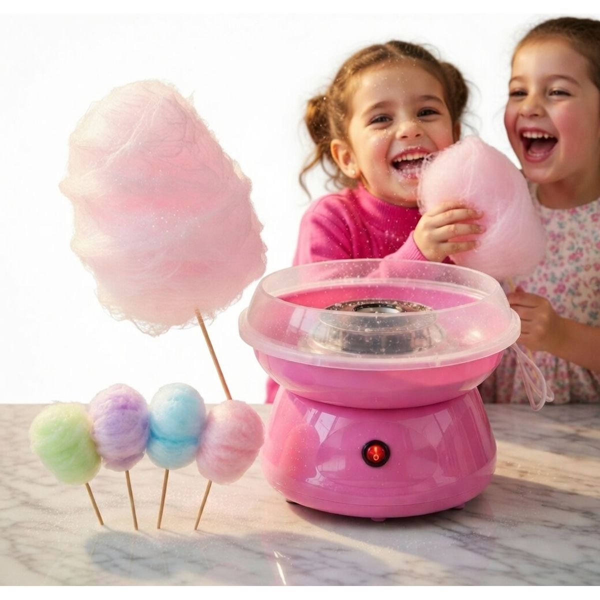MOVI - Máquina de Algodón de Azúcar Rosa Para Eventos, Juegos y Complementar tu Cocina