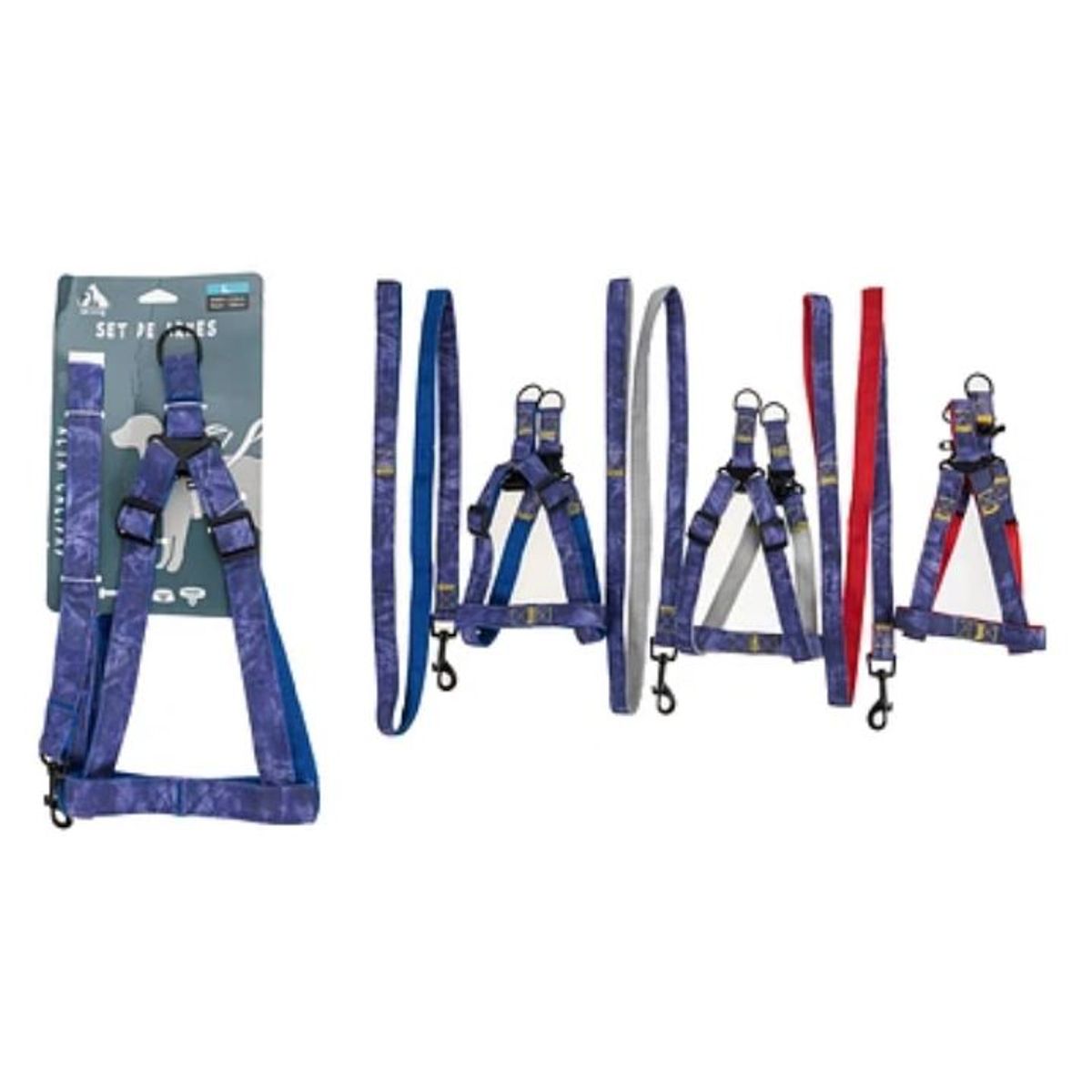 GENERICO - Set de arnés step in y correa denim de nylon 25mm color aleatorio