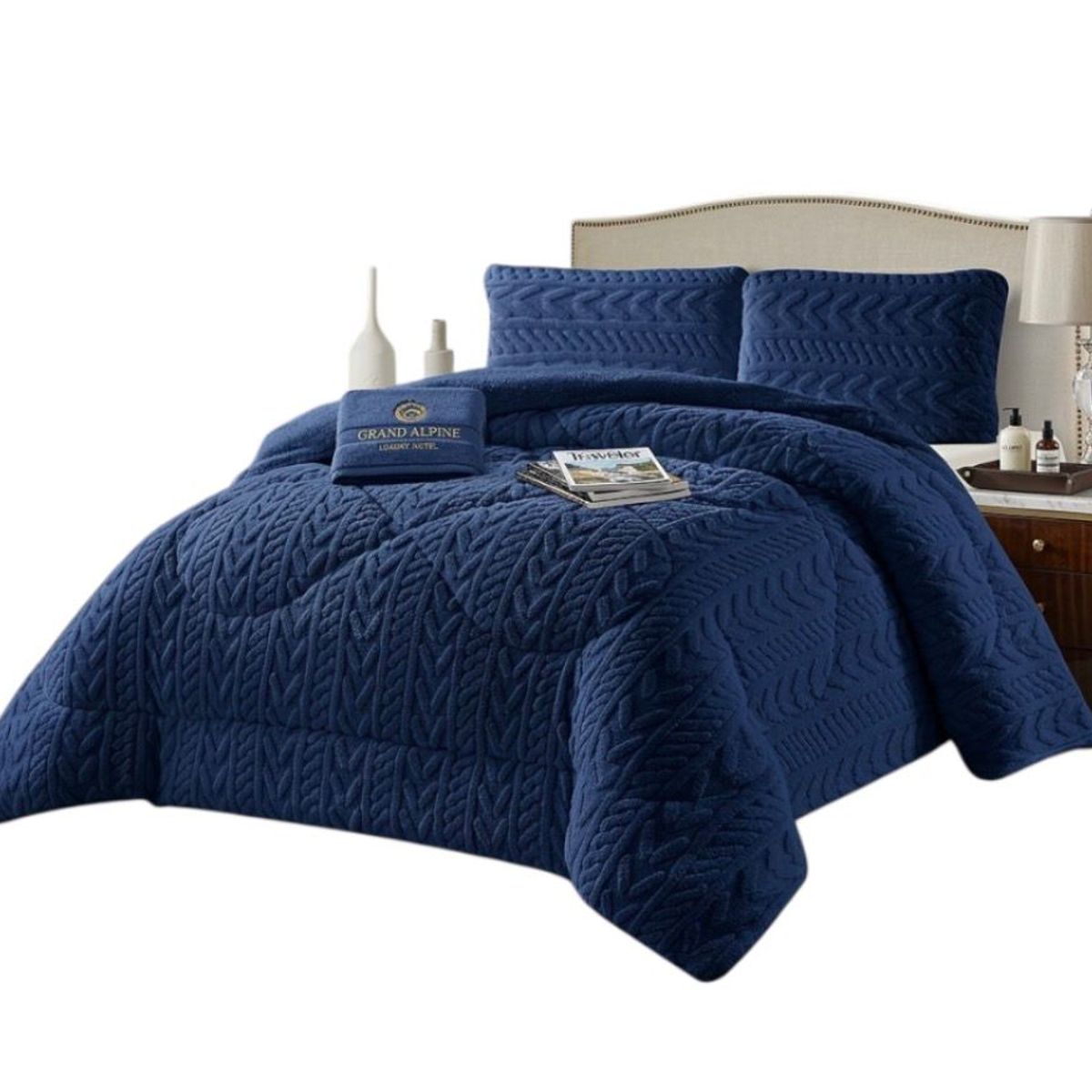 GENERICO - COBERTOR DE INVIERNO KING UNICOLOR TEXTURIZADO CON CHIPORRO  QUITA FRIOTF