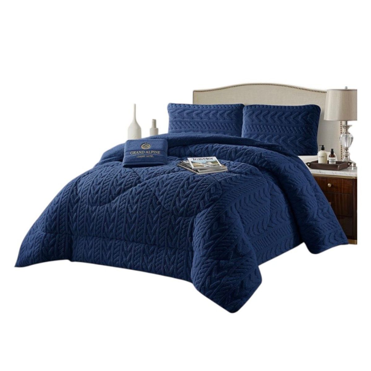 GENERICO - COBERTOR DE INVIERNO KING UNICOLOR TEXTURIZADO CON CHIPORRO  QUITA FRIOTF