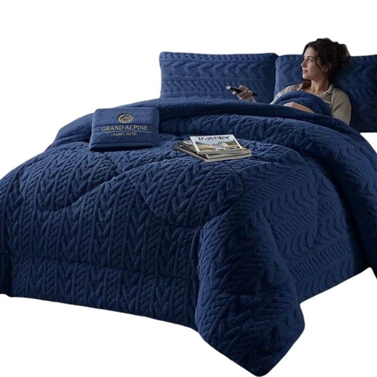 GENERICO - COBERTOR DE INVIERNO KING UNICOLOR TEXTURIZADO CON CHIPORRO  QUITA FRIOTF