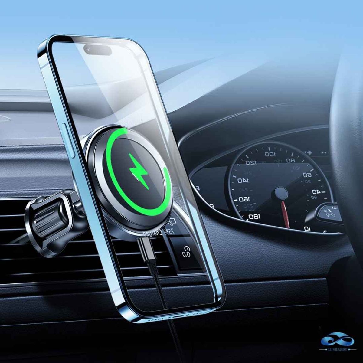 BELKRA - Cargador Inalmbrico Celular Magnetico Auto Rejilla 360